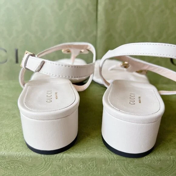 Gucci Cream Sandals with Gold Accent - Picture 8 of 12